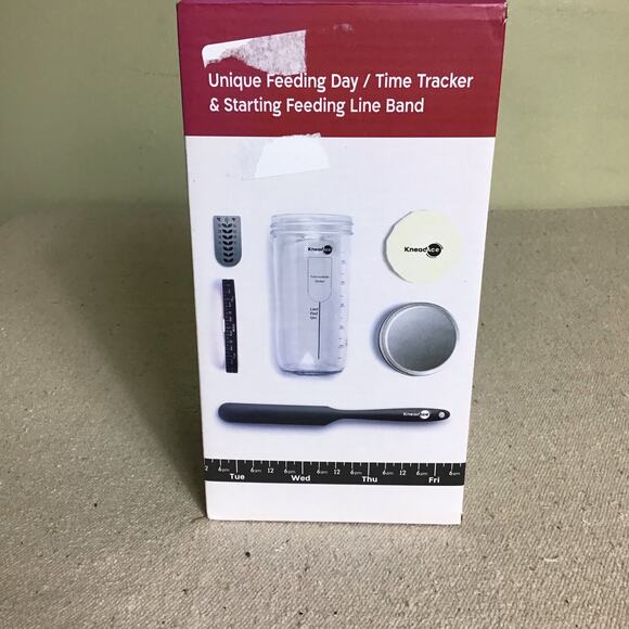 KneadAce Sourdough Starter Jar With Date Marked Feeding Band, Thermometer, NWT - Picture 2 of 14